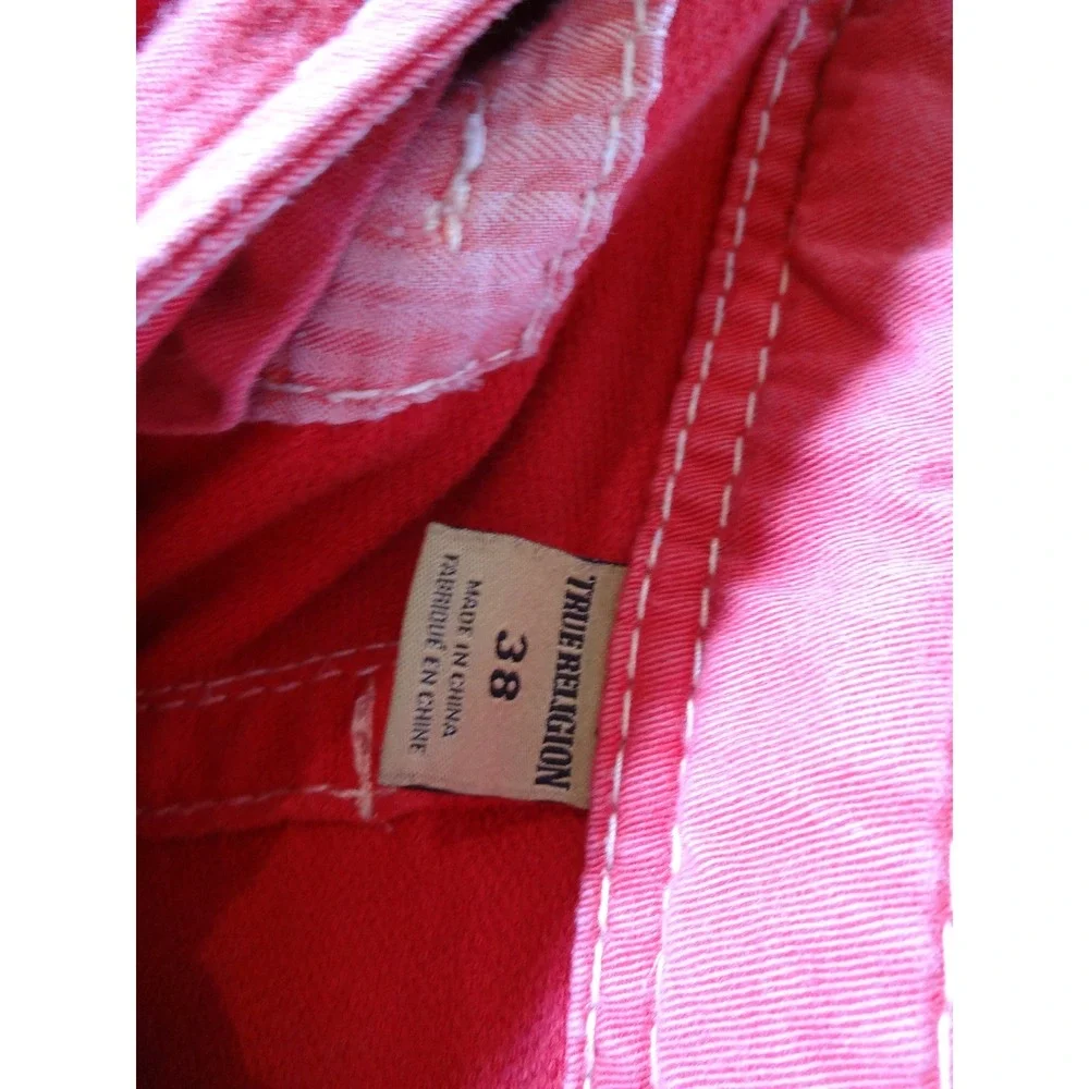 VTG Y2K True Religion Cargo Shorts XL Red White Contrast Stitch Baggy Streetwear